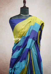 Blue & Olive Tone - Leela -  Breezy Summer series – Soft Khadi Saree